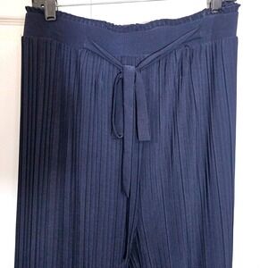 Lark + Grey Women's 3XL Pleated Palazzo Pants Wide Leg Navy Blue NWT Lounge Work